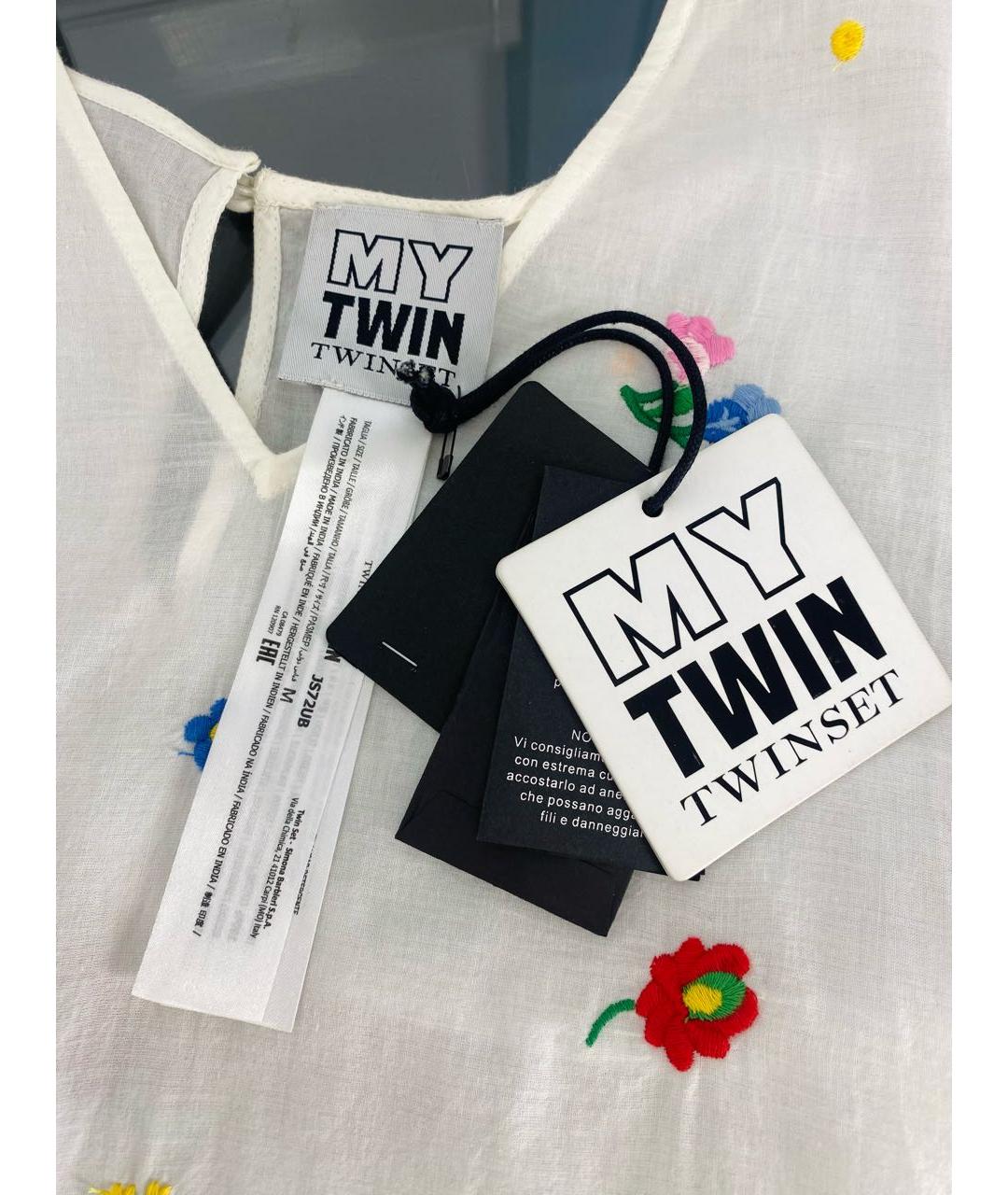 TWIN-SET Белая хлопковая блузы, фото 3