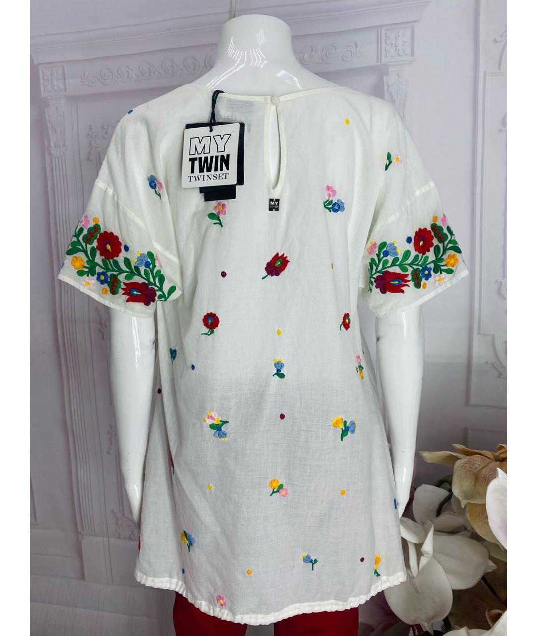 TWIN-SET Белая хлопковая блузы, фото 2