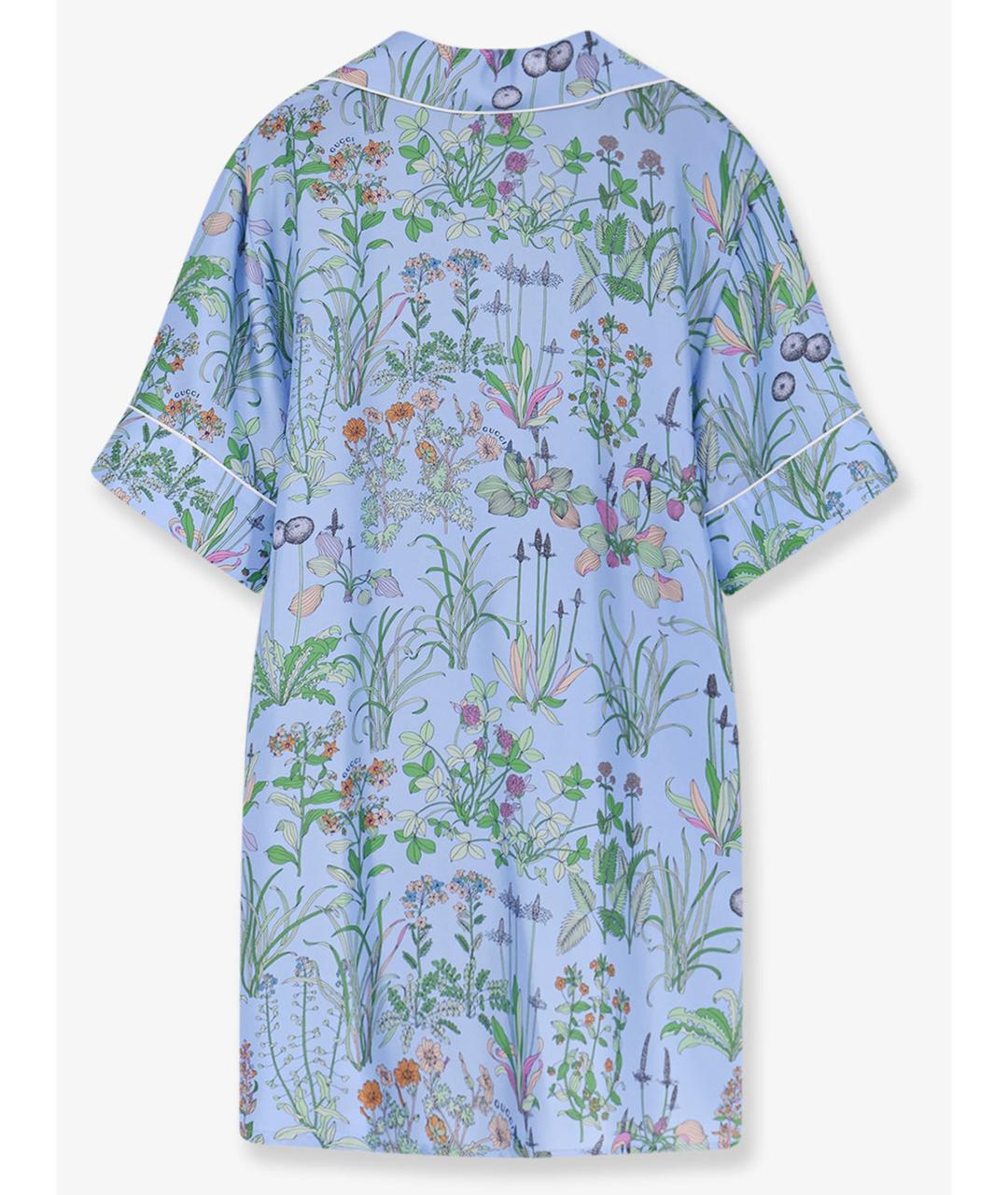 GUCCI Голубая шелковая рубашка, фото 2