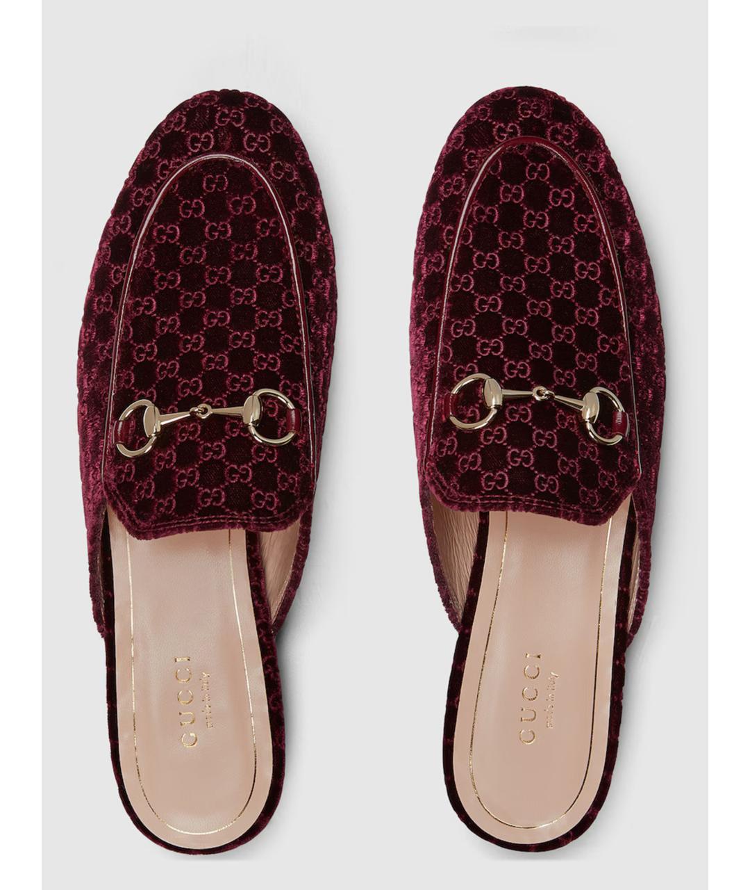 GUCCI Бордовые бархатные мюли, фото 5