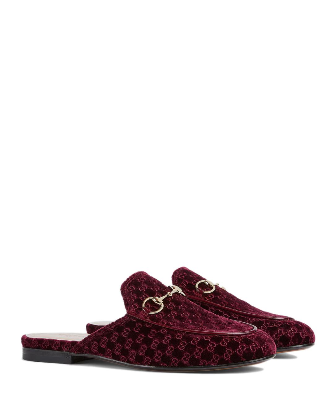 GUCCI Бордовые бархатные мюли, фото 2