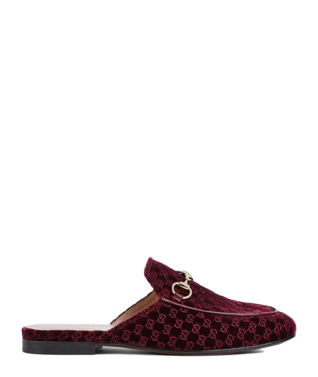 GUCCI Бордовые бархатные мюли, фото 1