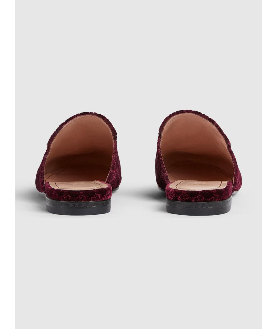 GUCCI Бордовые бархатные мюли, фото 4