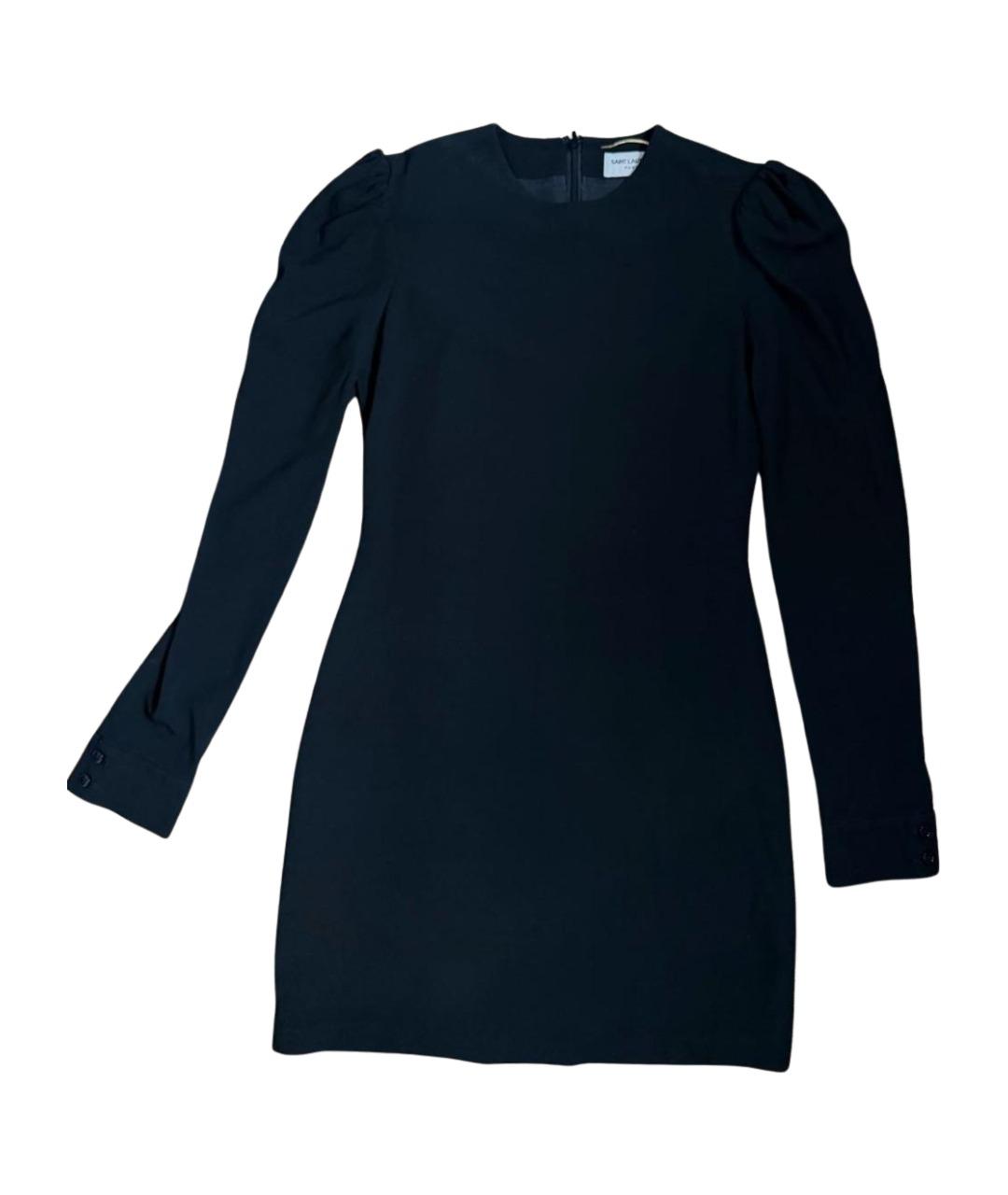 SAINT LAURENT Черное ацетатное коктейльное платье, фото 1