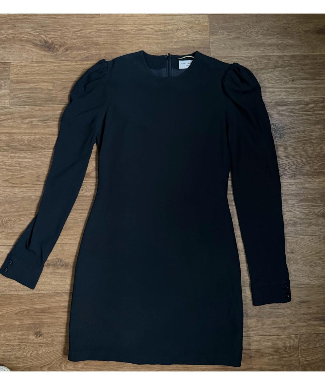 SAINT LAURENT Черное ацетатное коктейльное платье, фото 7