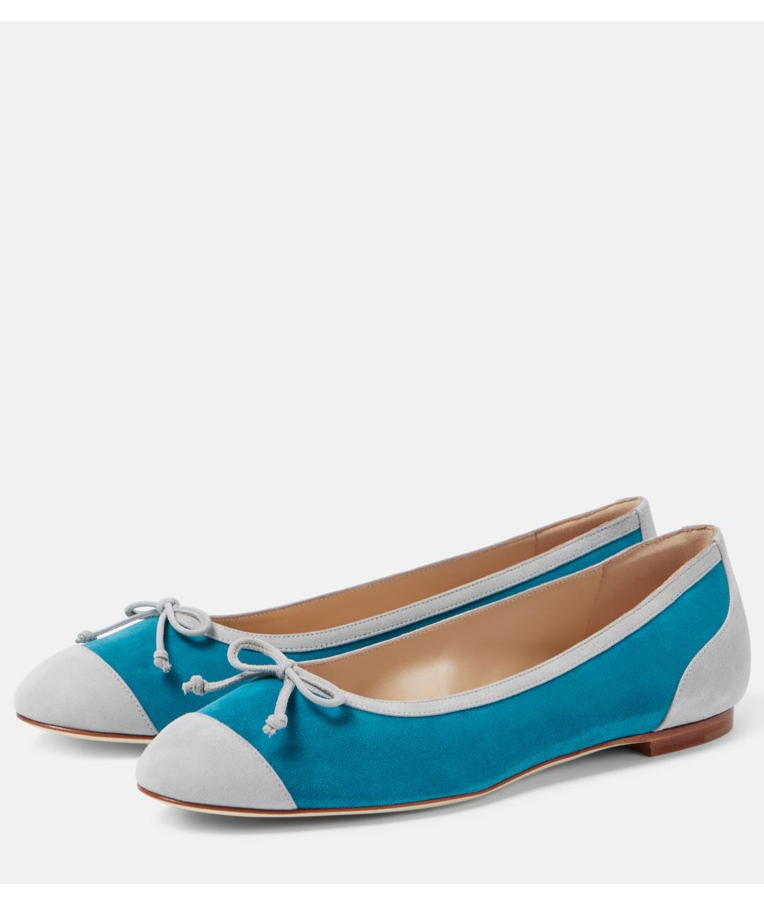 MANOLO BLAHNIK Бирюзовые замшевые балетки, фото 3