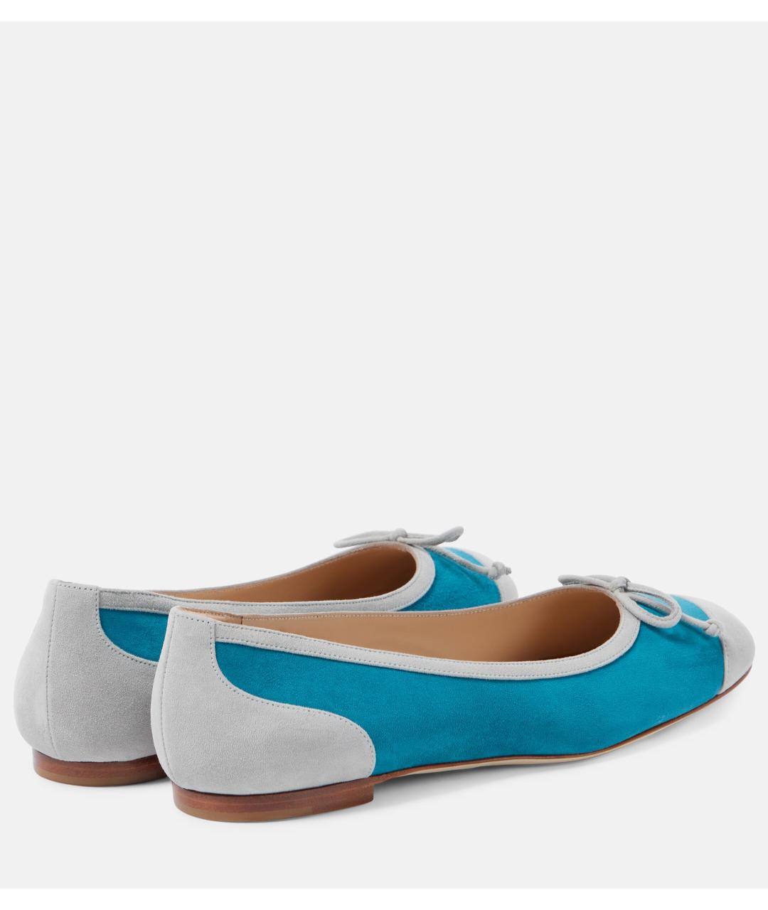 MANOLO BLAHNIK Бирюзовые замшевые балетки, фото 5