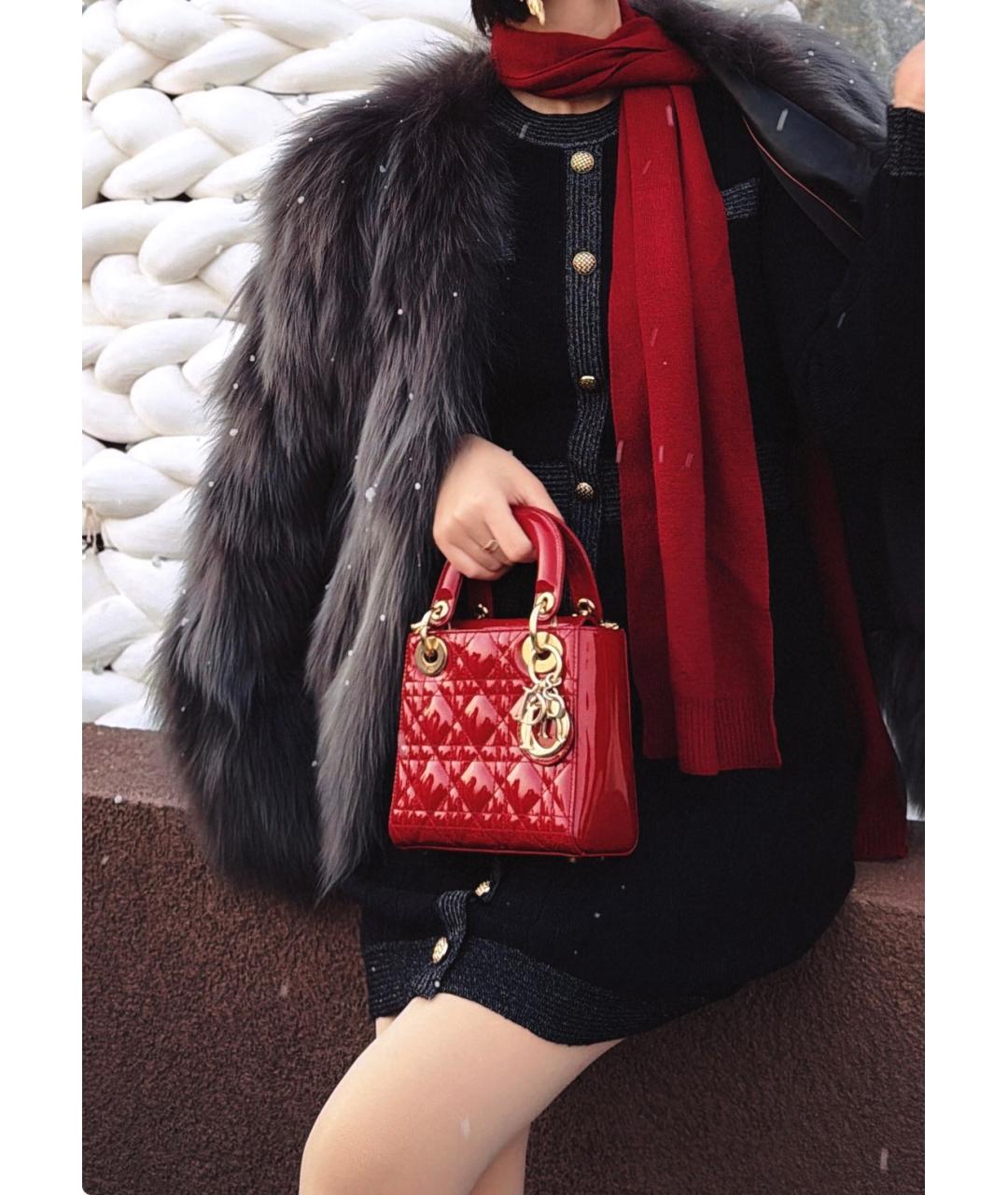 CHRISTIAN DIOR Красная сумка с короткими ручками из лакированной кожи, фото 7