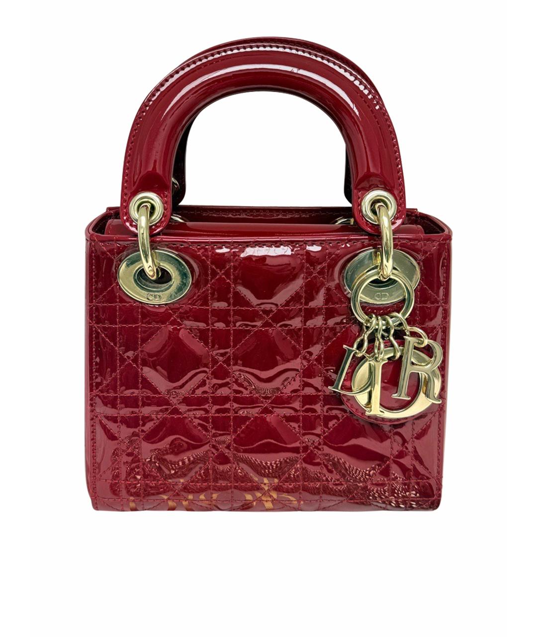 CHRISTIAN DIOR Красная сумка с короткими ручками из лакированной кожи, фото 1