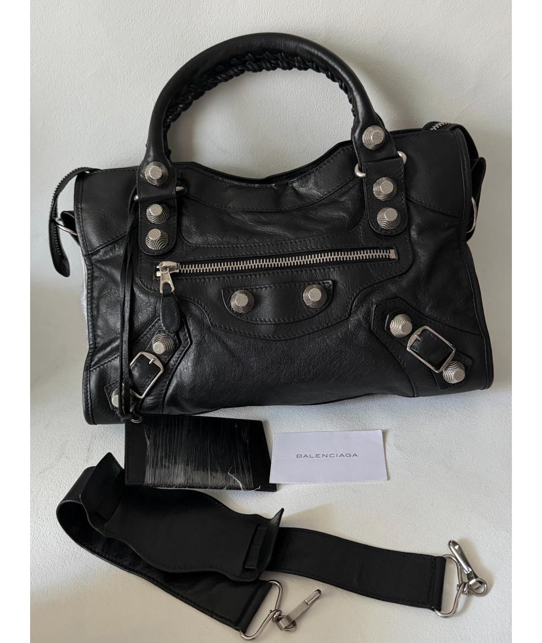 BALENCIAGA Черная кожаная сумка с короткими ручками, фото 3