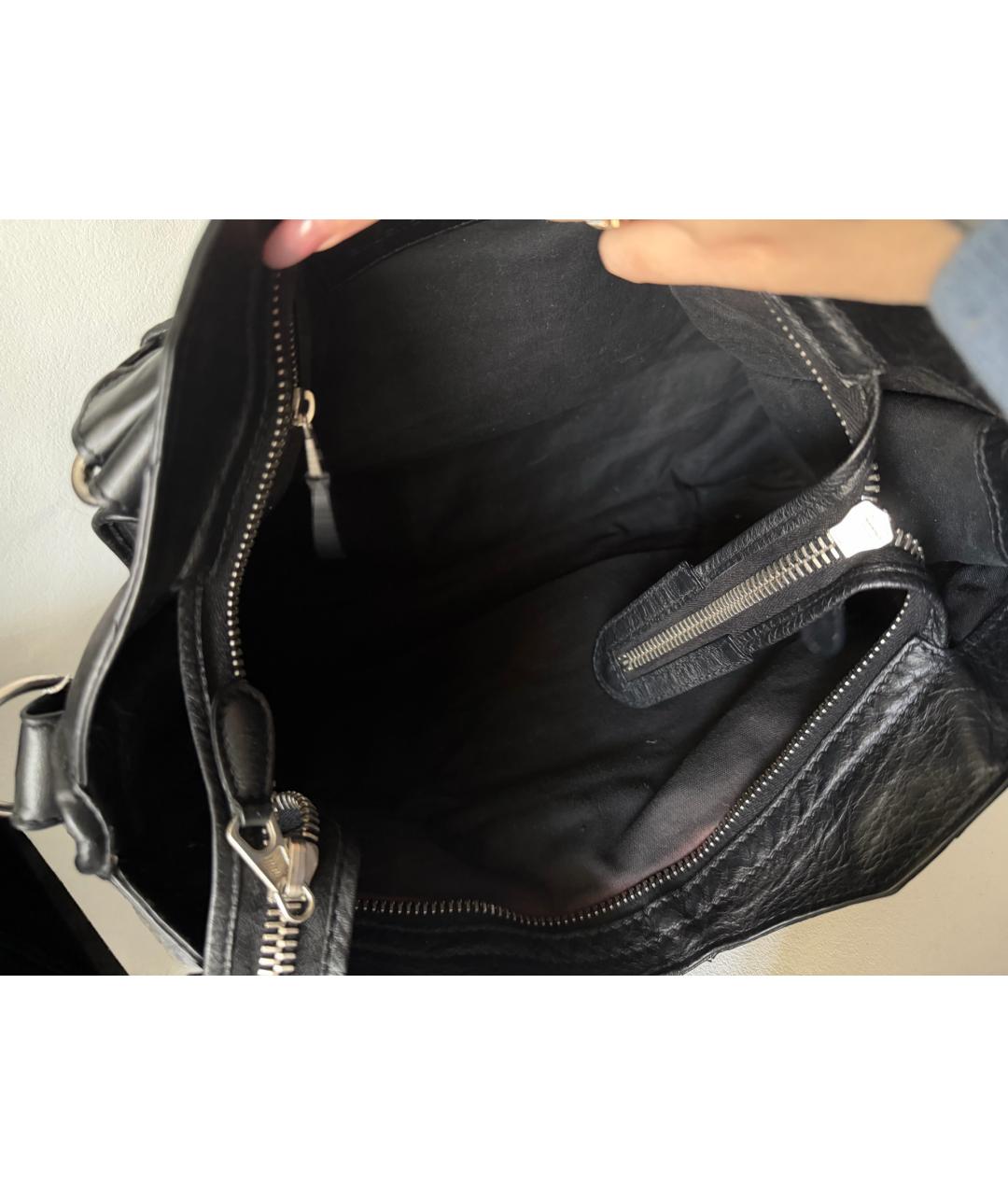 BALENCIAGA Черная кожаная сумка с короткими ручками, фото 2