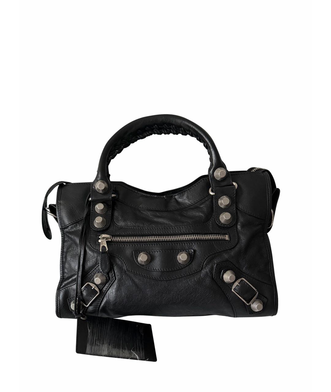 BALENCIAGA Черная кожаная сумка с короткими ручками, фото 1