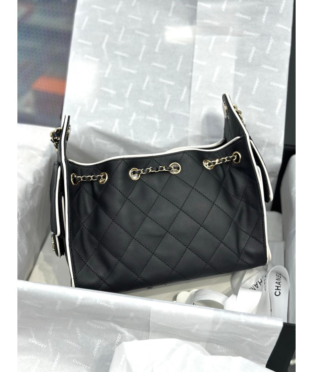 CHANEL Черная кожаная сумка через плечо, фото 3