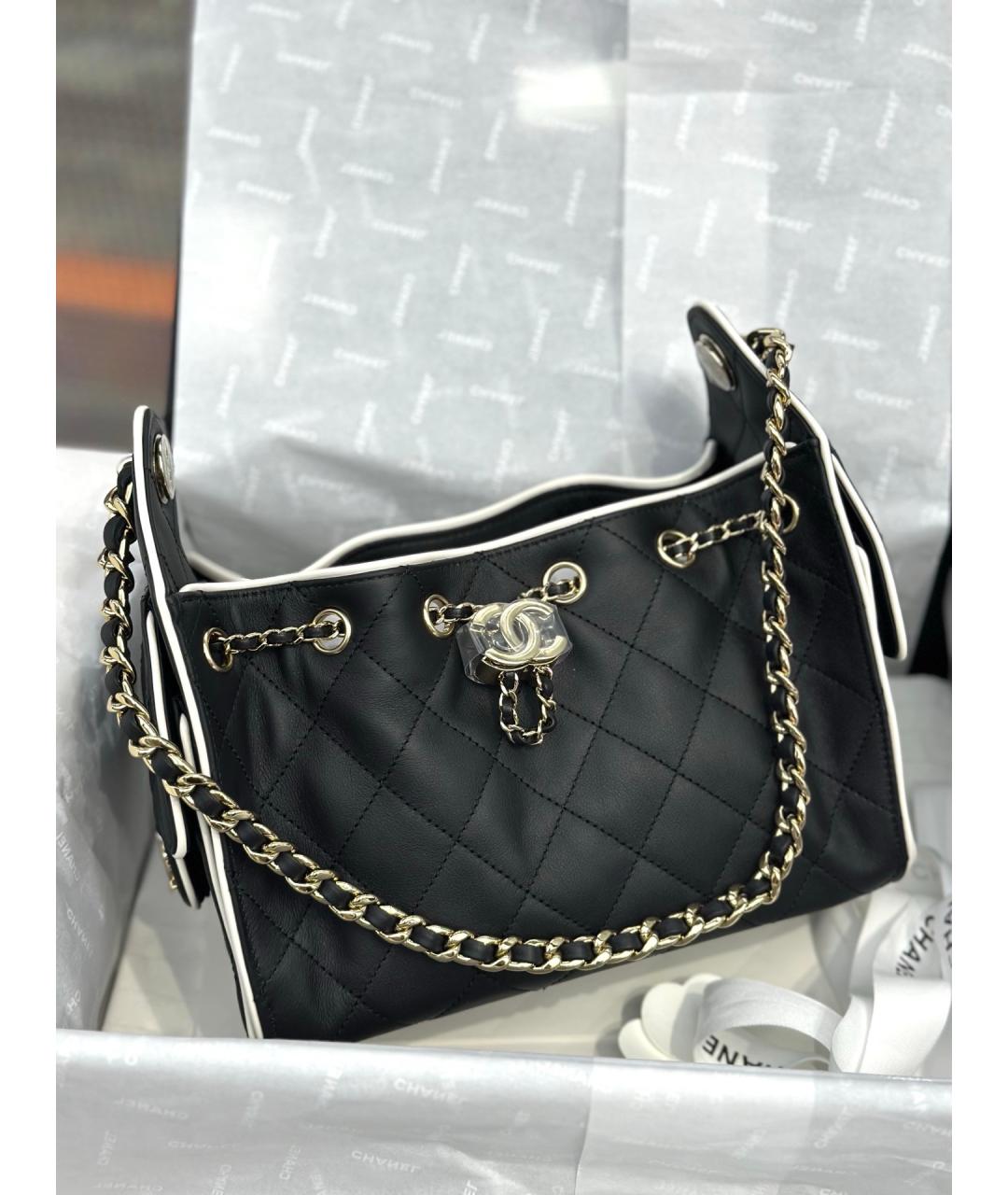 CHANEL Черная кожаная сумка через плечо, фото 5