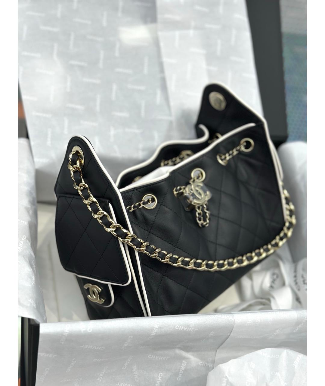 CHANEL Черная кожаная сумка через плечо, фото 4