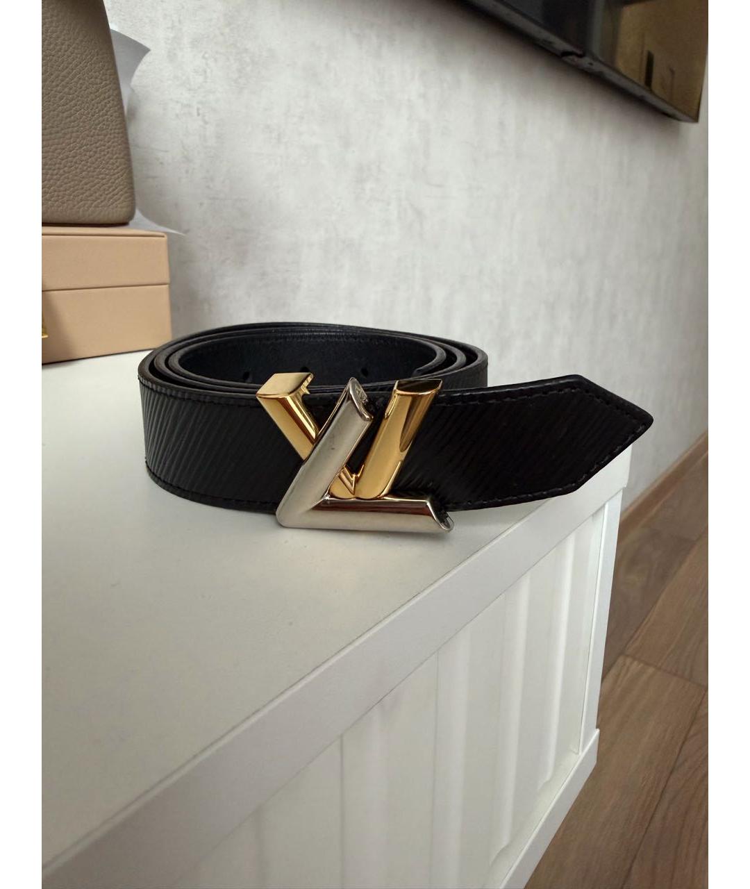 LOUIS VUITTON Черный кожаный ремень, фото 5