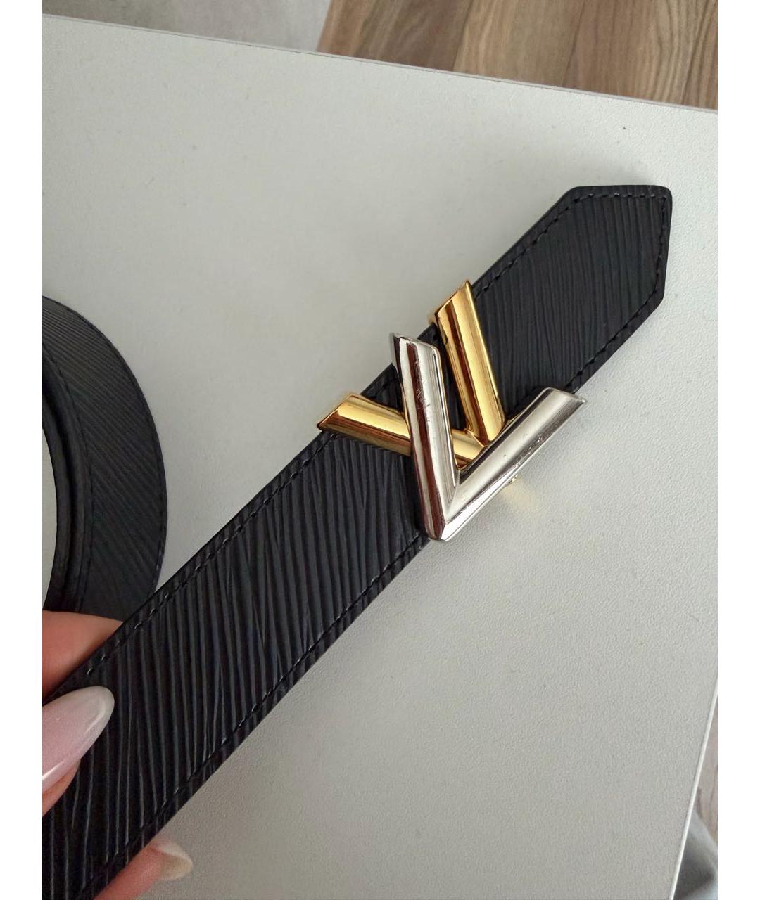 LOUIS VUITTON Черный кожаный ремень, фото 2