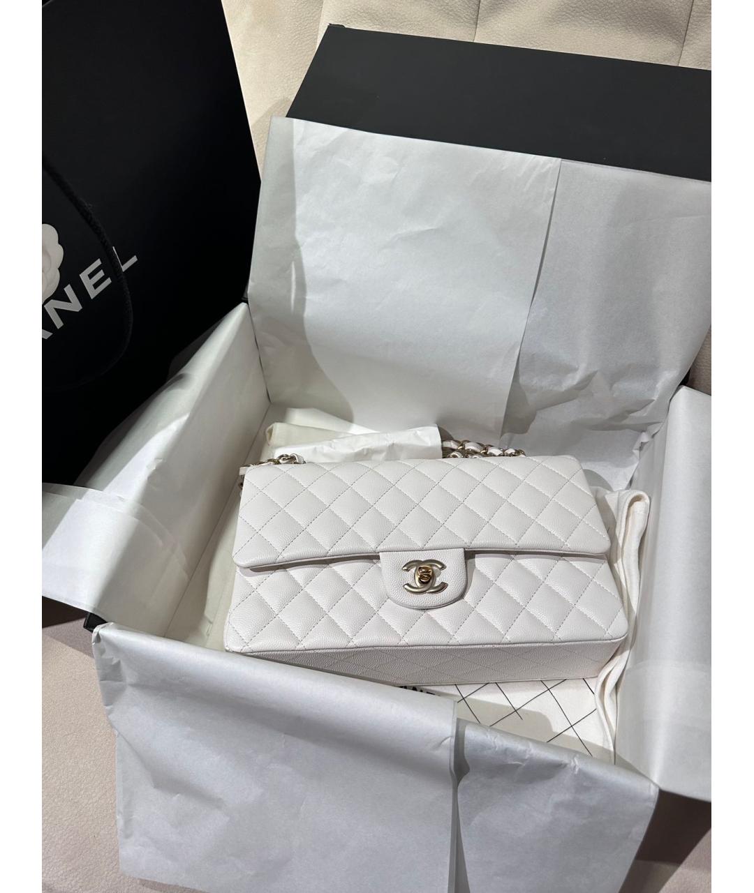 CHANEL Белая кожаная сумка через плечо, фото 9