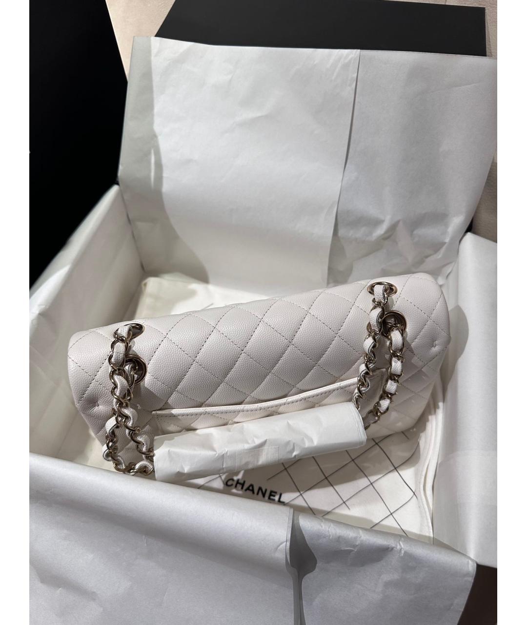 CHANEL Белая кожаная сумка через плечо, фото 7