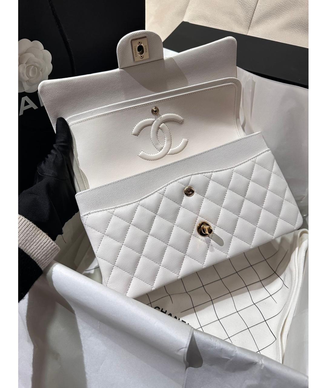 CHANEL Белая кожаная сумка через плечо, фото 8