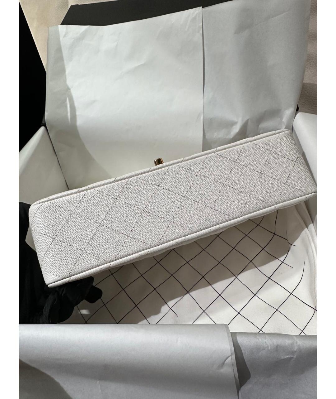 CHANEL Белая кожаная сумка через плечо, фото 4