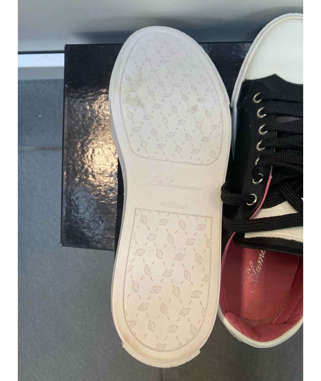 BLUMARINE Черные кожаные кеды, фото 5