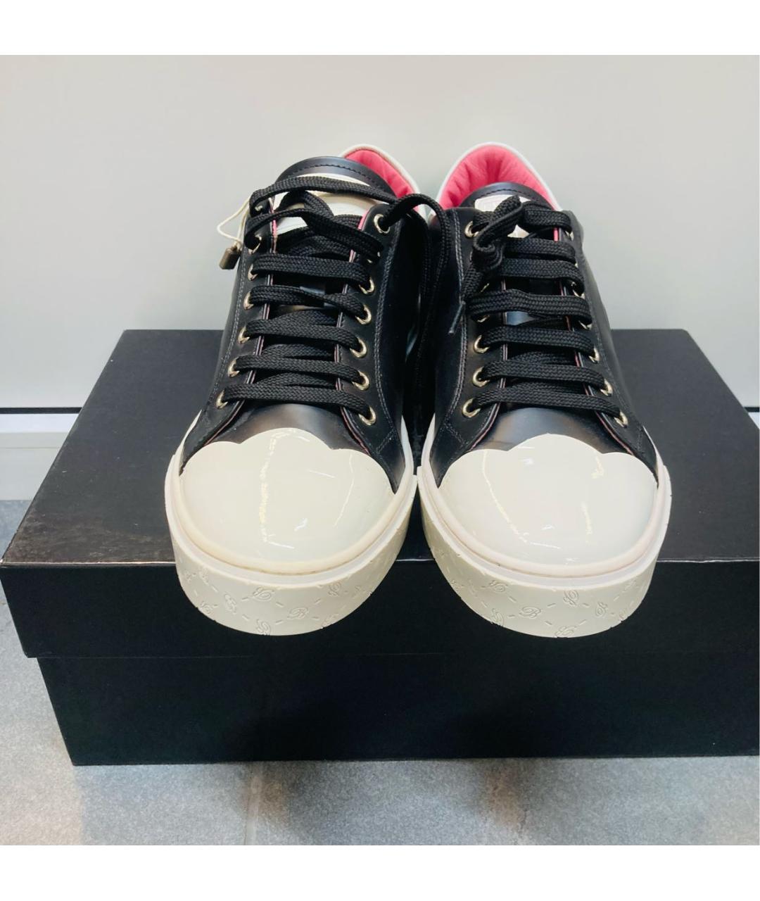 BLUMARINE Черные кожаные кеды, фото 2