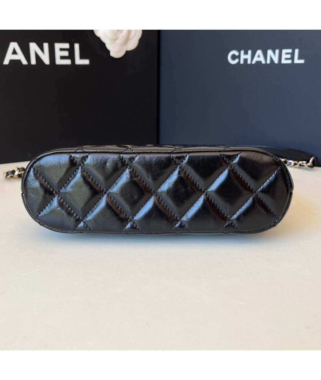 CHANEL Черная кожаная сумка с короткими ручками, фото 3
