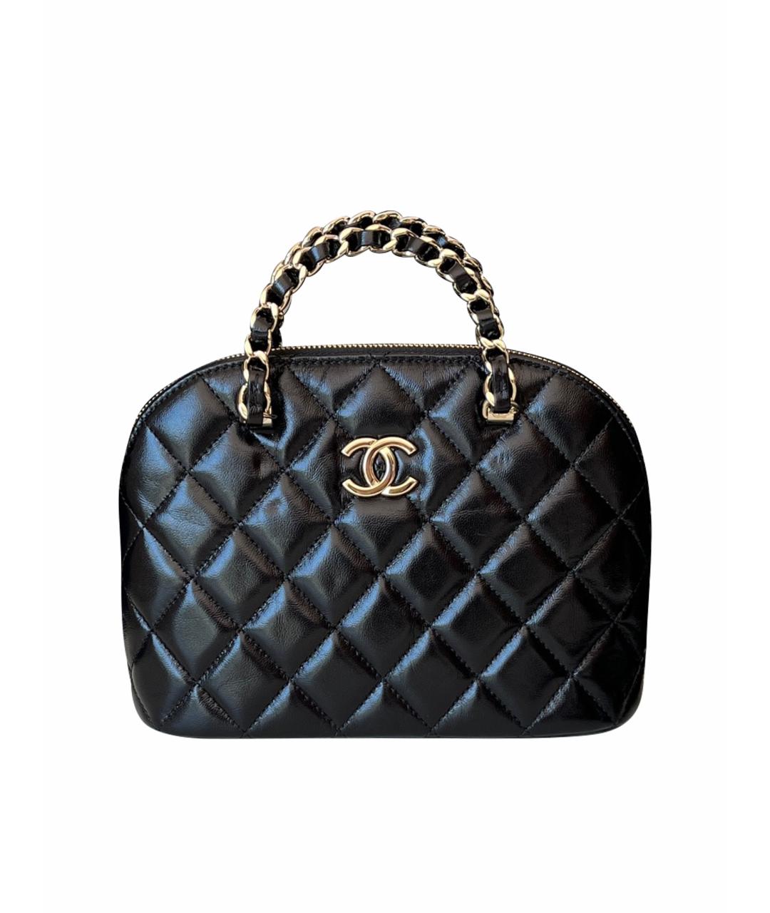 CHANEL Черная кожаная сумка с короткими ручками, фото 1