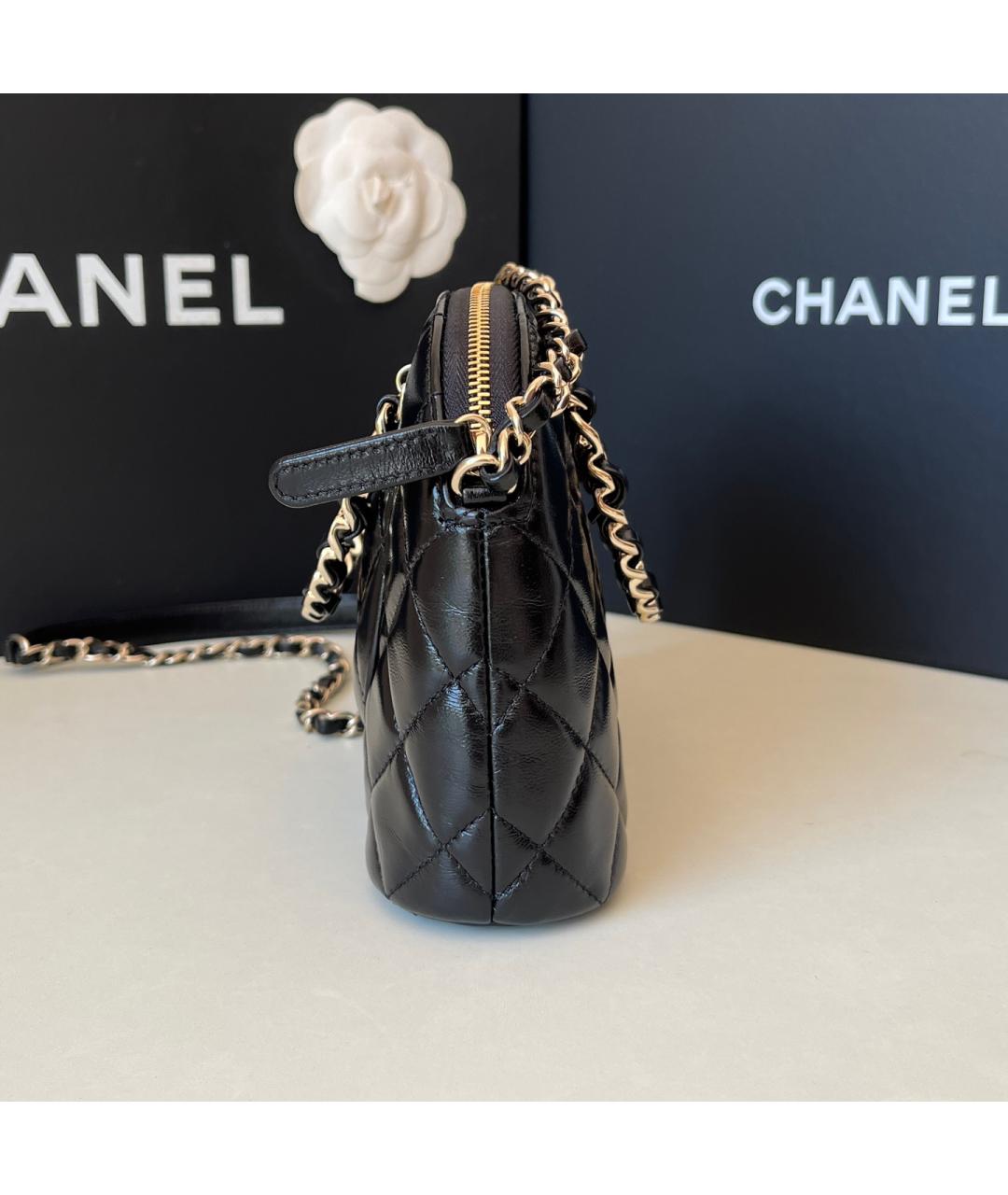 CHANEL Черная кожаная сумка с короткими ручками, фото 7