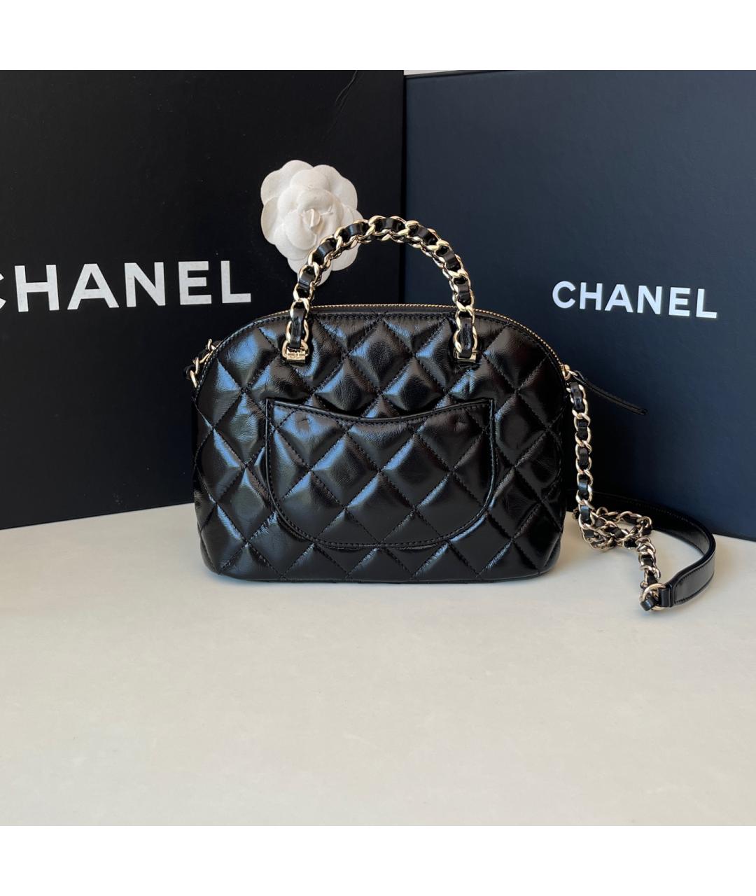 CHANEL Черная кожаная сумка с короткими ручками, фото 2