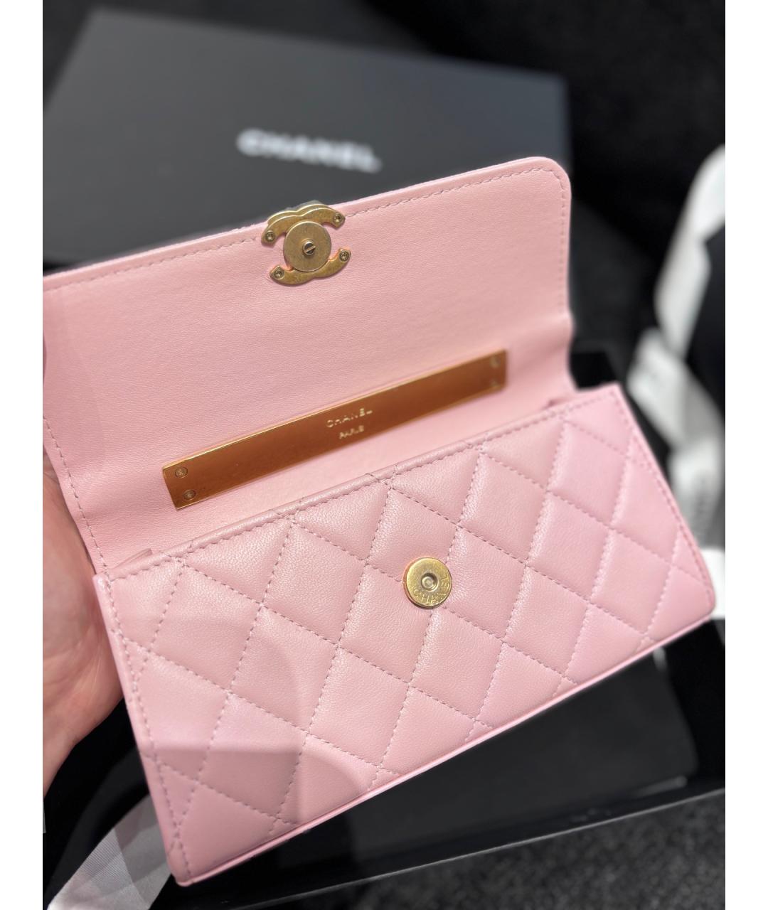 CHANEL Розовая кожаная сумка с короткими ручками, фото 6