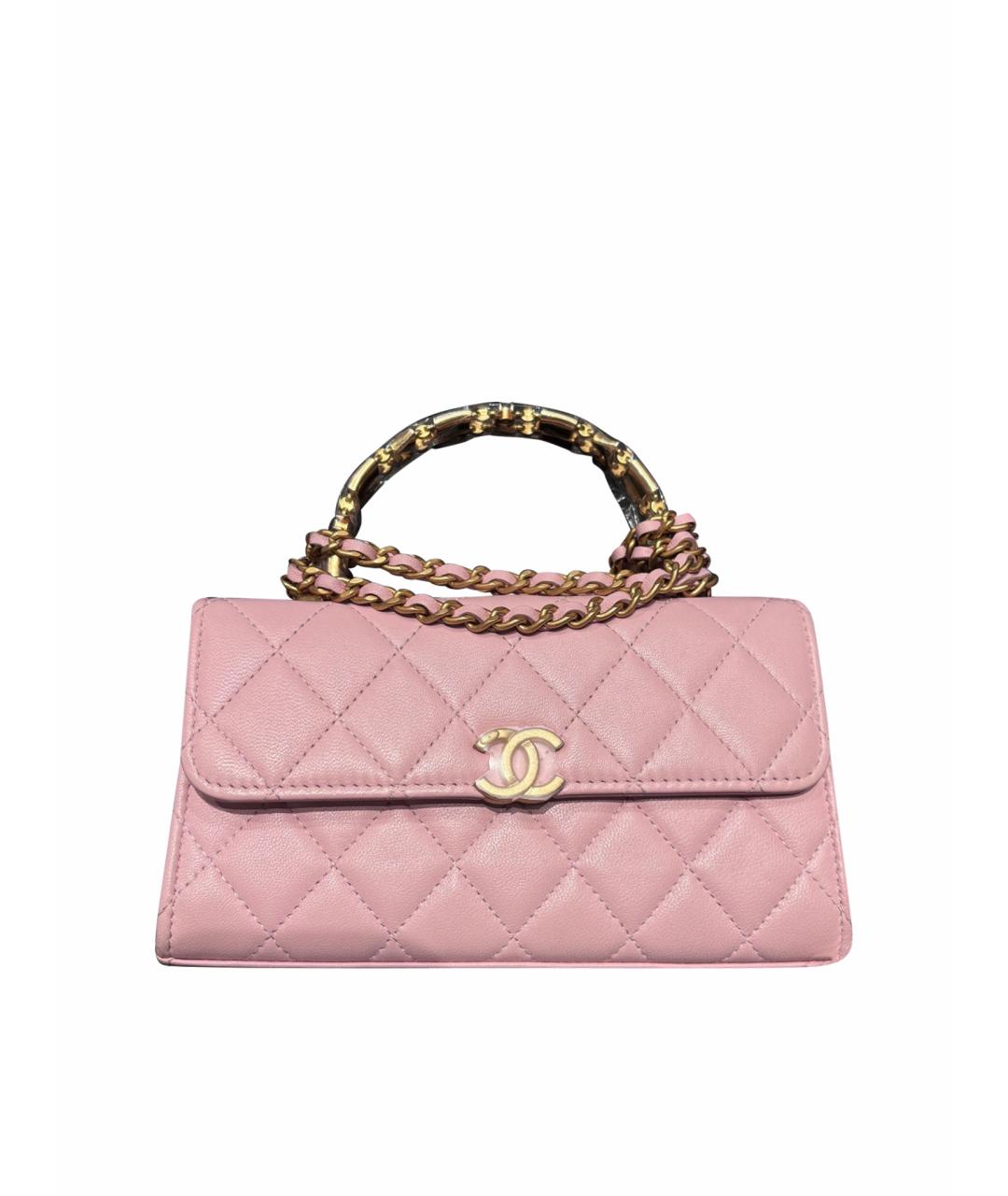 CHANEL Розовая кожаная сумка с короткими ручками, фото 1