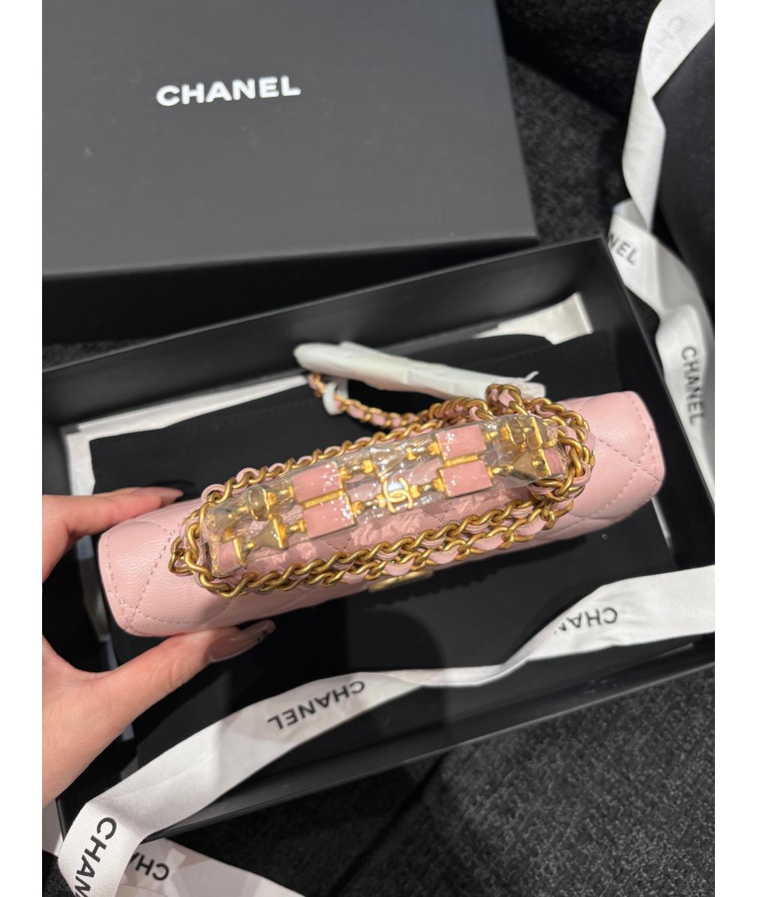 CHANEL Розовая кожаная сумка с короткими ручками, фото 2