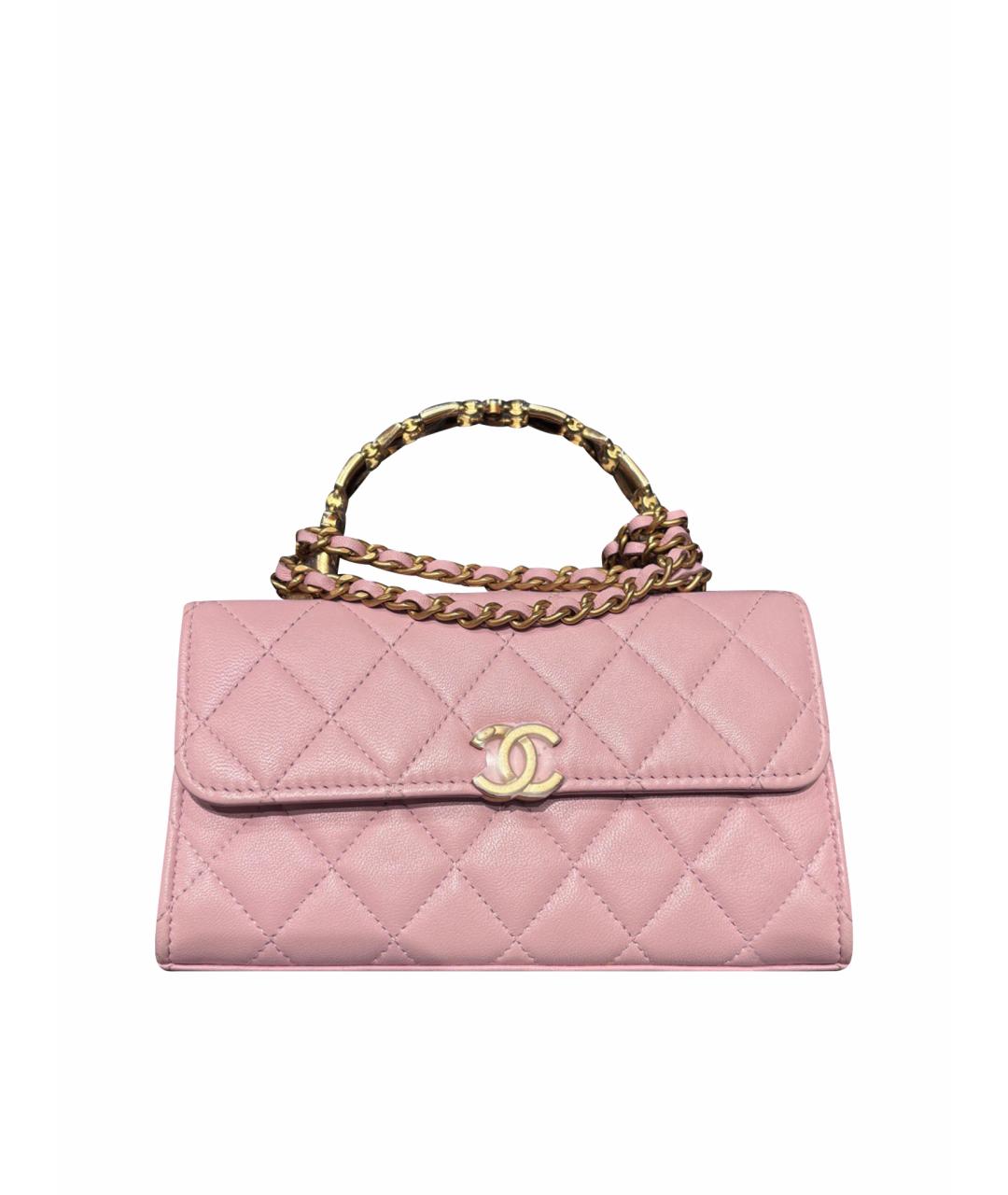 CHANEL Розовая кожаная сумка с короткими ручками, фото 10