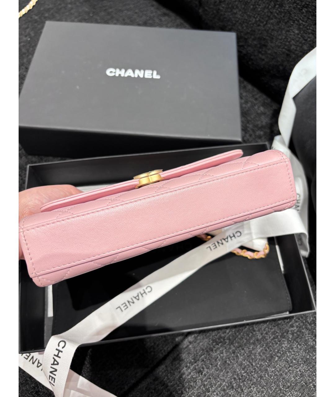 CHANEL Розовая кожаная сумка с короткими ручками, фото 5