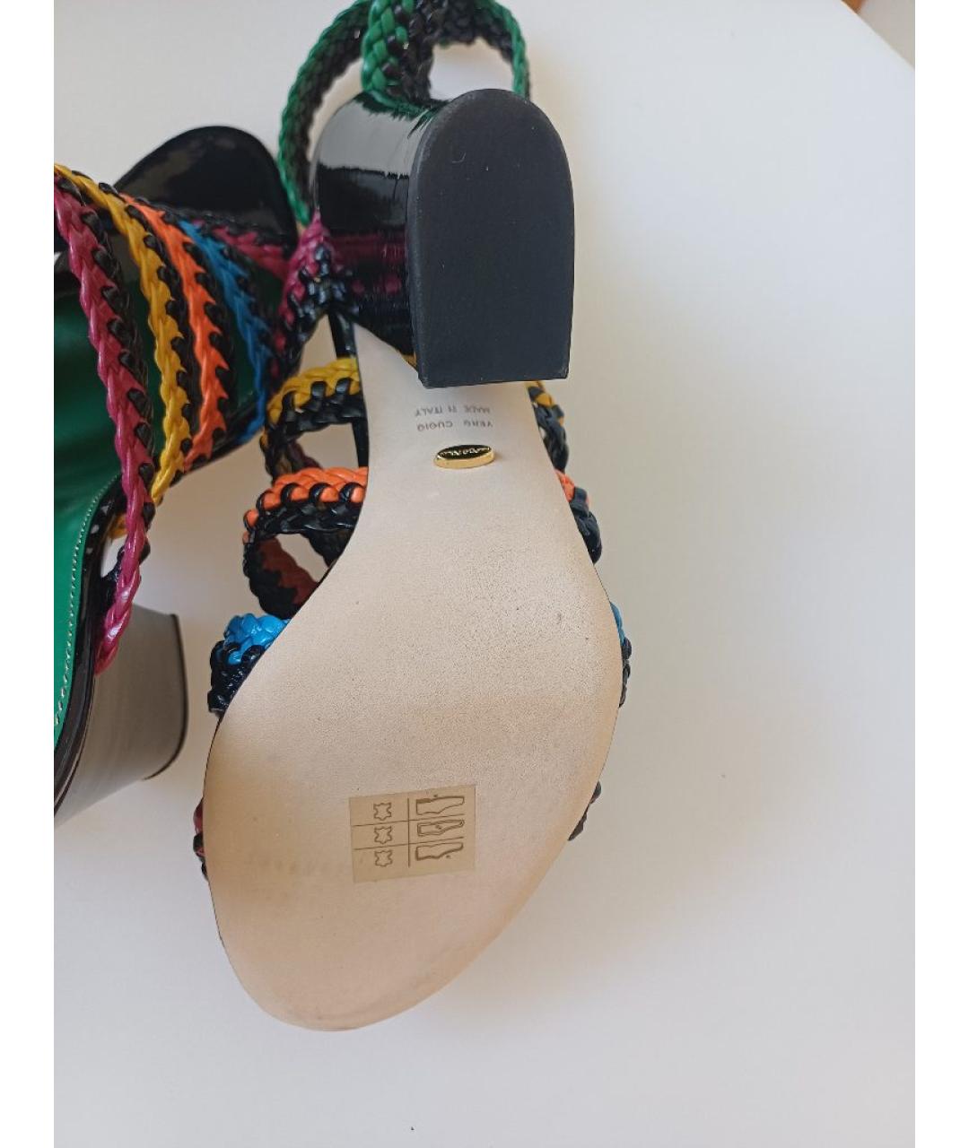 SERGIO ROSSI Мульти кожаные босоножки, фото 9