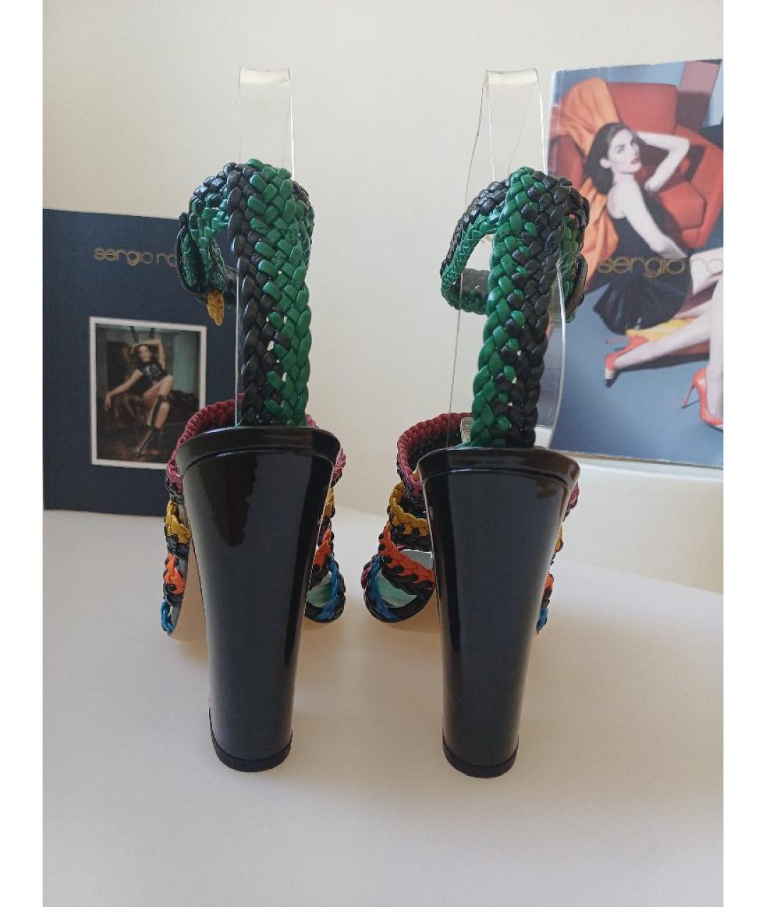 SERGIO ROSSI Мульти кожаные босоножки, фото 8