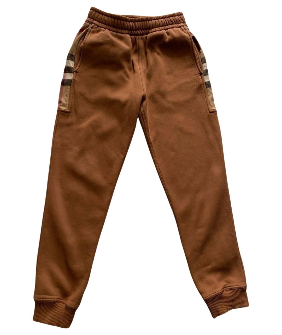 BURBERRY Коричневые хлопковые повседневные брюки, фото 1