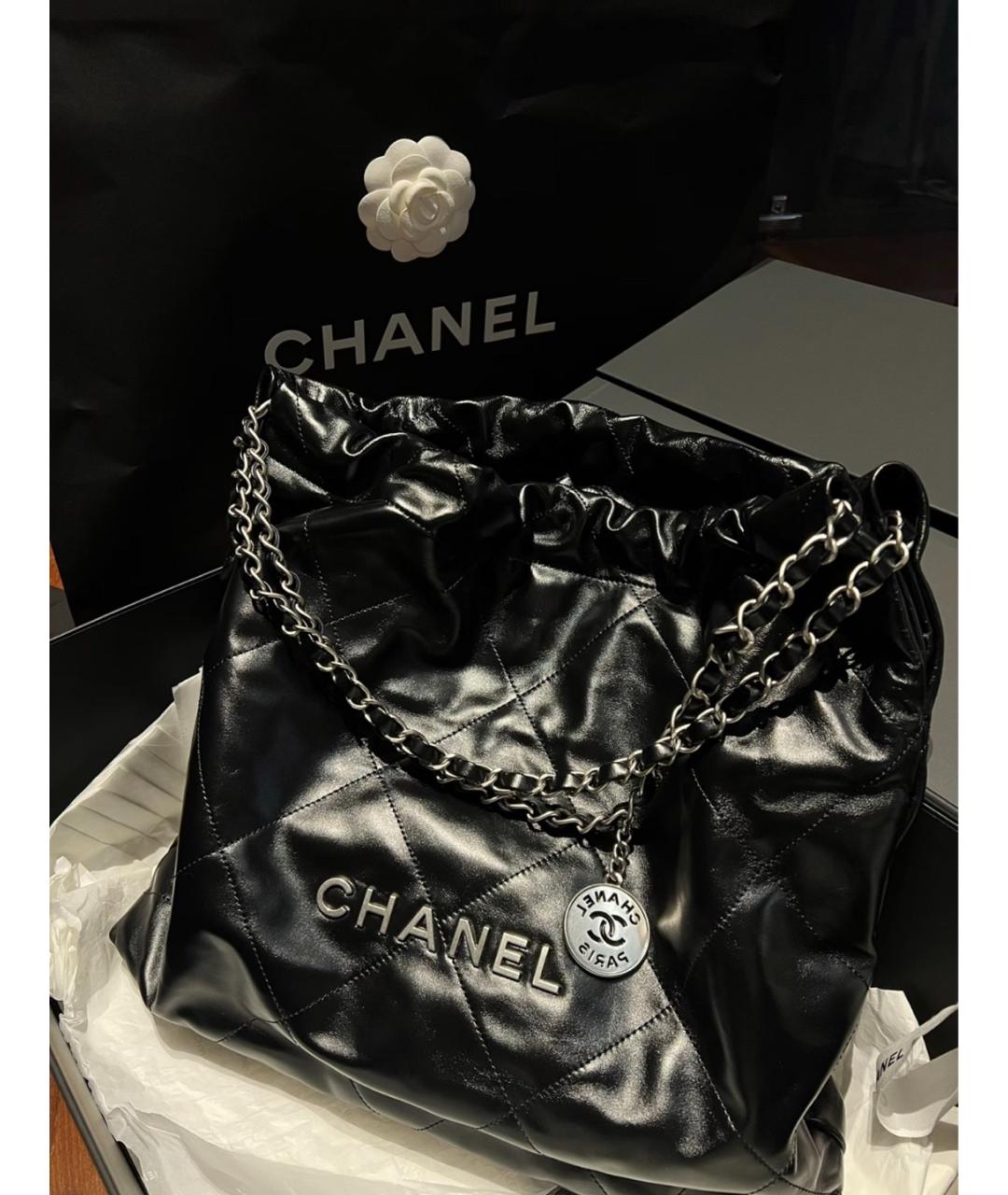 CHANEL Черная кожаная сумка тоут, фото 2