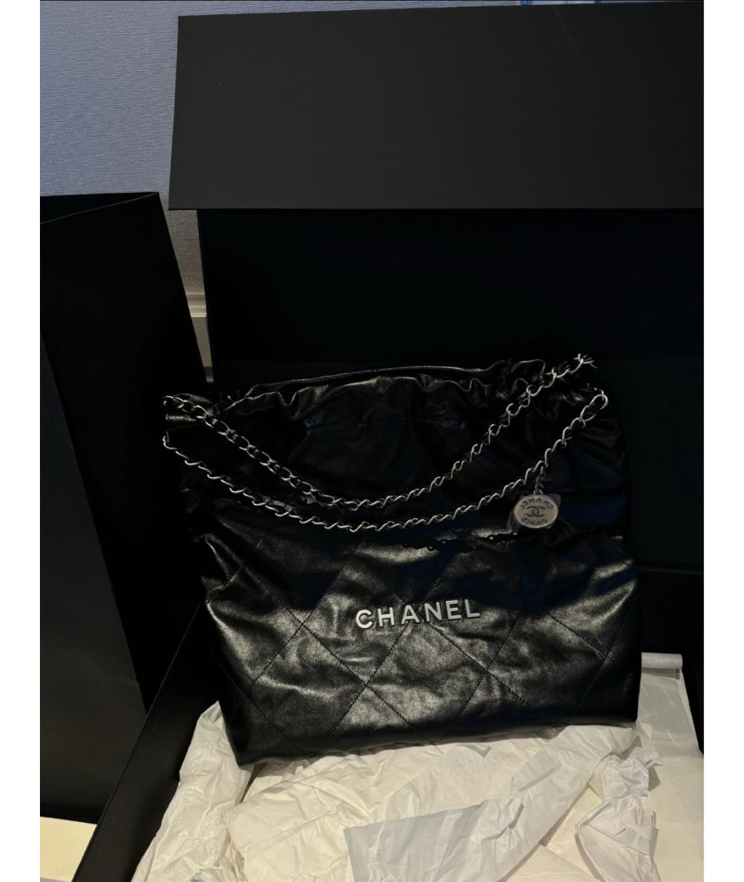 CHANEL Черная кожаная сумка тоут, фото 5