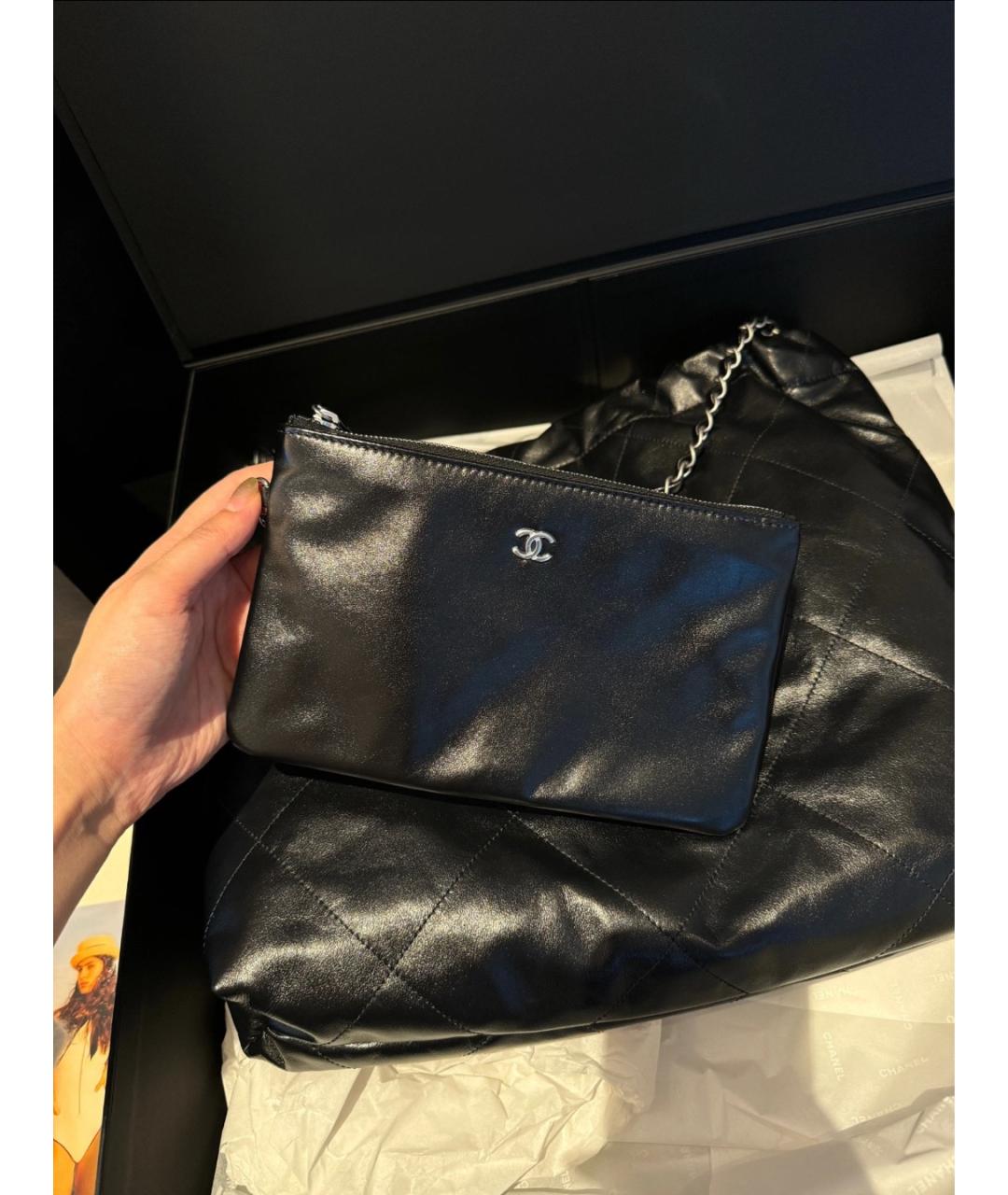 CHANEL Черная кожаная сумка тоут, фото 3