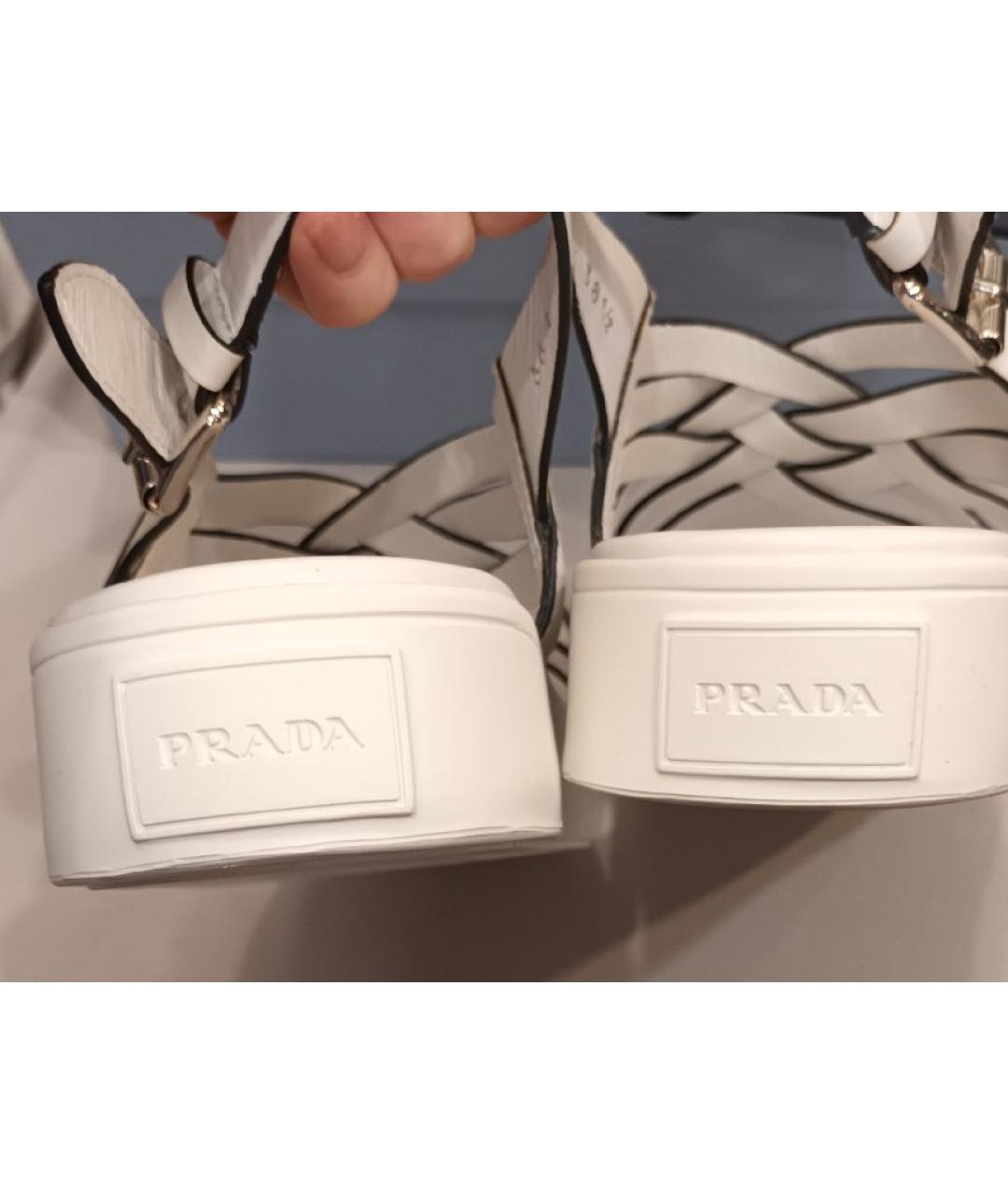 PRADA Белые кожаные сандалии, фото 6
