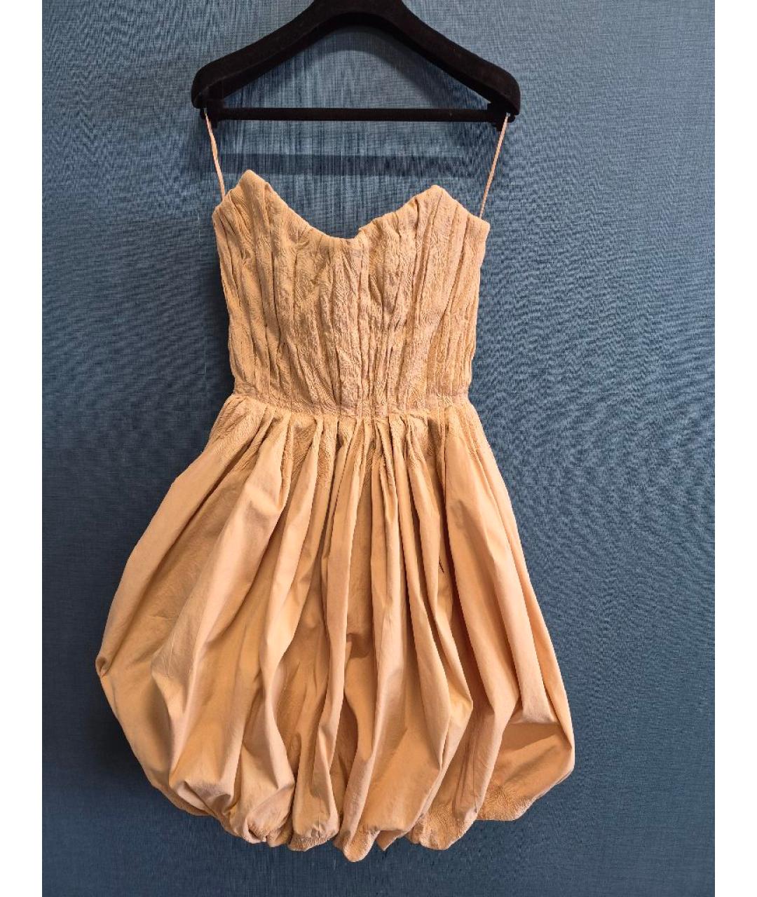 BOTTEGA VENETA Бежевое хлопковое коктейльное платье, фото 1