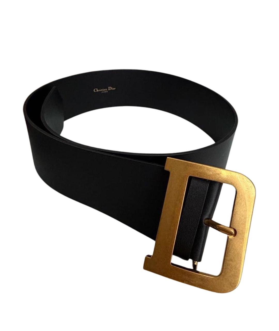 CHRISTIAN DIOR Черный кожаный ремень, фото 1