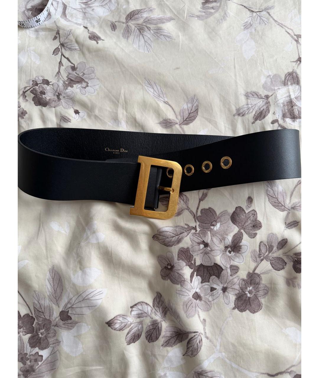 CHRISTIAN DIOR Черный кожаный ремень, фото 5