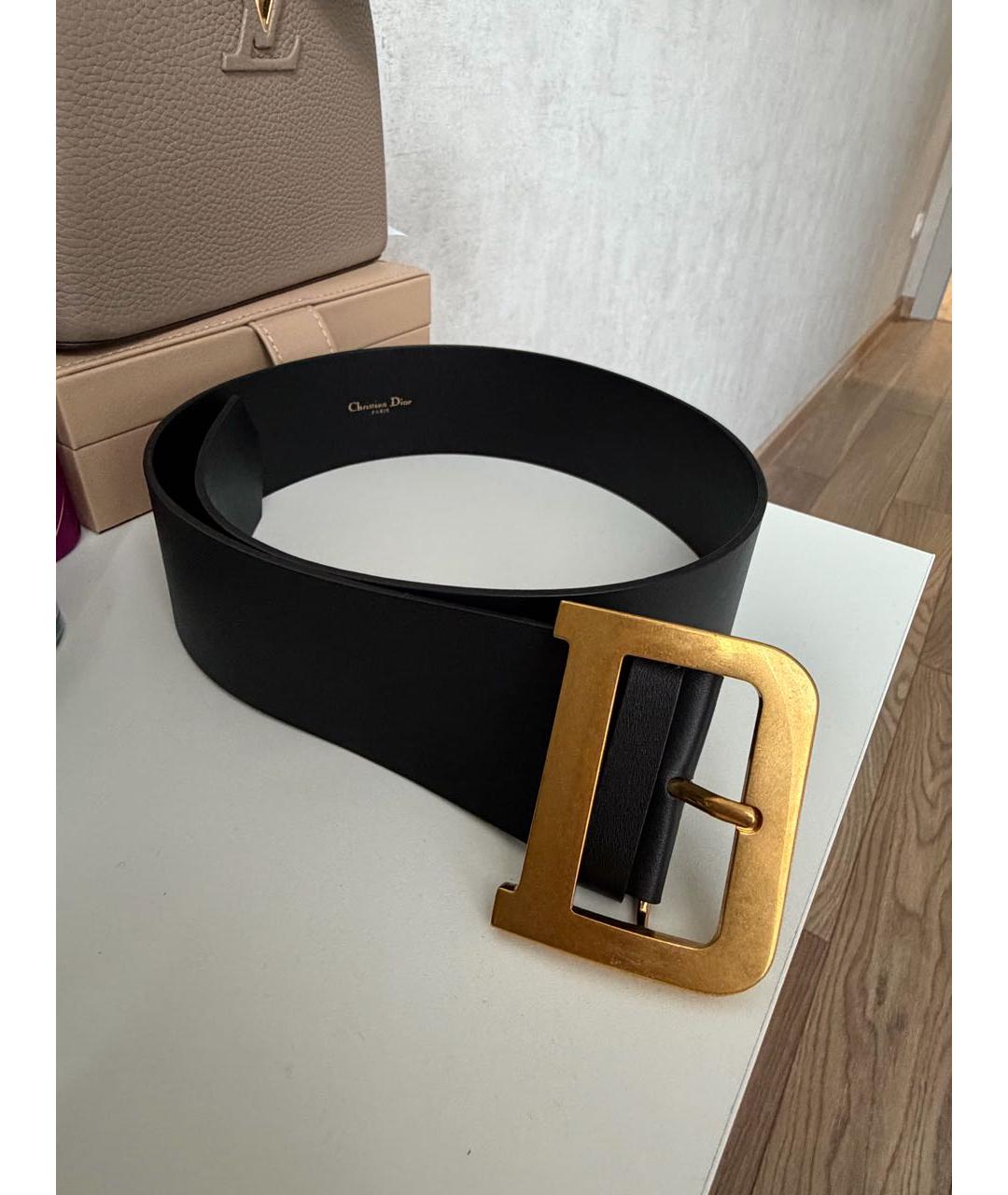 CHRISTIAN DIOR Черный кожаный ремень, фото 6