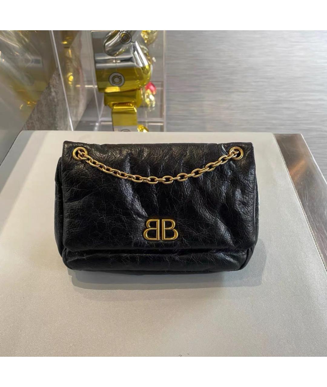 BALENCIAGA Черная кожаная сумка через плечо, фото 5