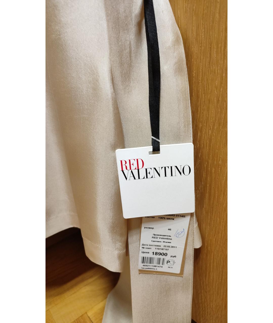RED VALENTINO Золотая шелковая майка, фото 3