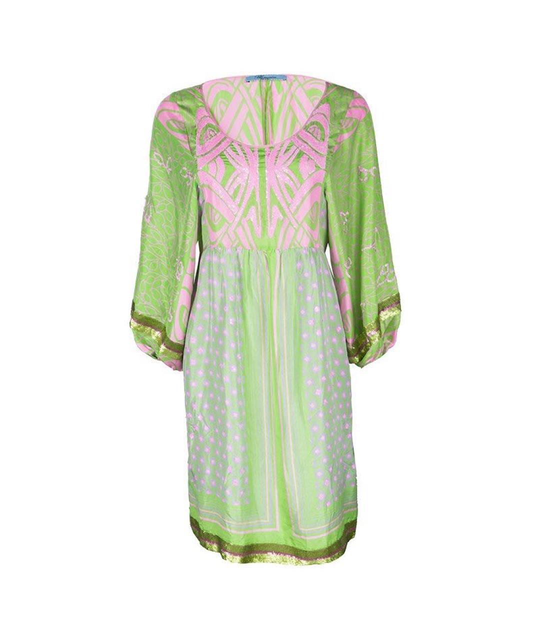 BLUMARINE Зеленые шелковое повседневное платье, фото 1